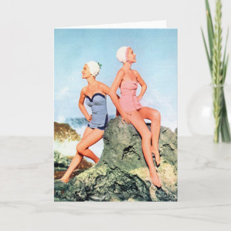 Tarjeta ¡Trajes de baño de las mujeres del vintage y