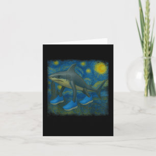 Tarjeta Tralalero Tralala Tiburón Divertido Van Gogh Noche