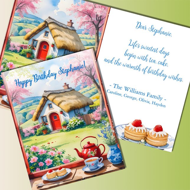 Tarjeta Tranquilas vistas de la cabaña Flores Té Cakes Cum (Subido por el creador)