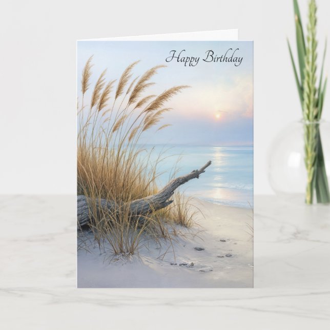 Tarjeta Tranquilizador cumpleaños matutino de la playa (Anverso)