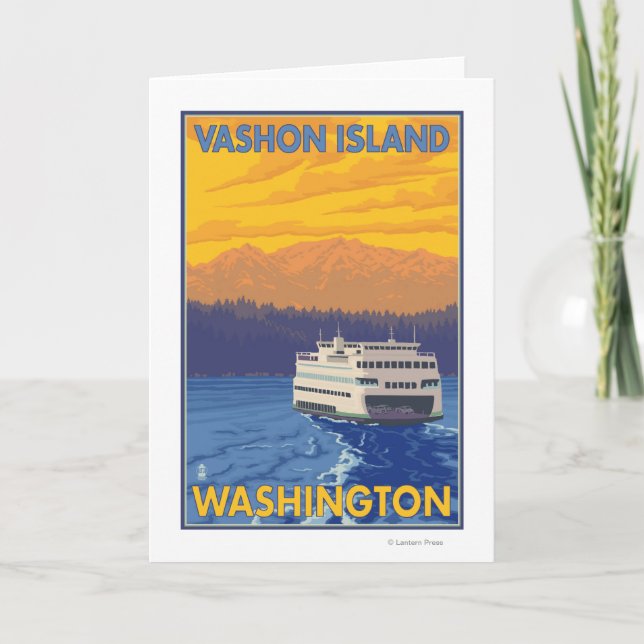 Tarjeta Transbordador y montañas - isla de Vashon, (Anverso)