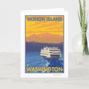 Tarjeta Transbordador y montañas - isla de Vashon,