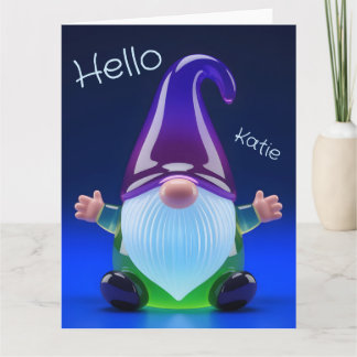 Tarjeta Translucent Glass Gnome Figurine with Custom Name
