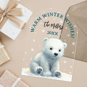 Tarjeta transparente para los Navidades de oso pol