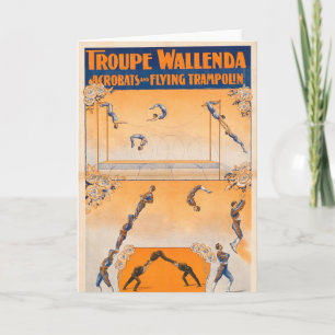 Tarjeta Trapecio, Acróbatas Y Trampolin Volador