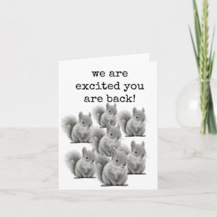 Tarjeta trasera de bienvenida, ardillas raras rica