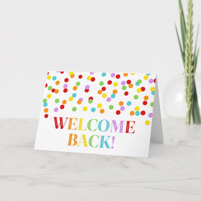 Tarjeta trasera de bienvenida Rainbow Confetti (Anverso)