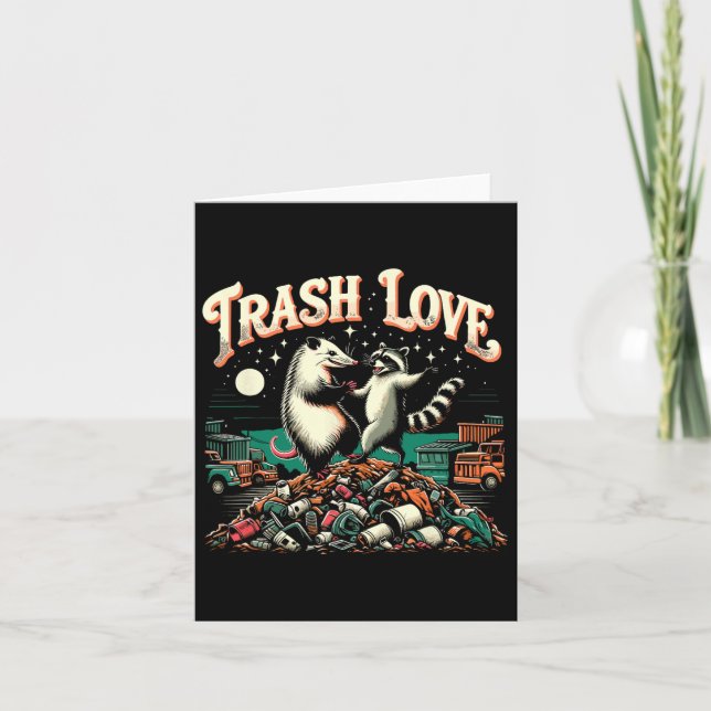 Tarjeta Trash Love Raccoon Possum (Anverso)