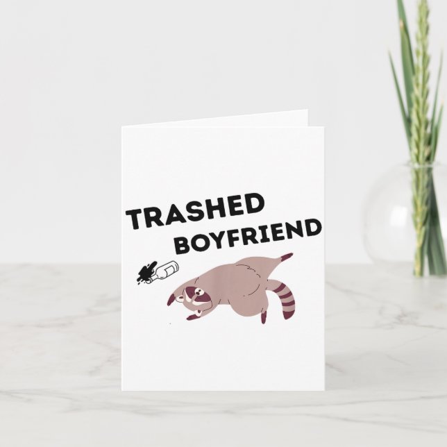 Tarjeta Trashed Boyfriend, Funny Trashed Panda Couples Pre (Anverso)