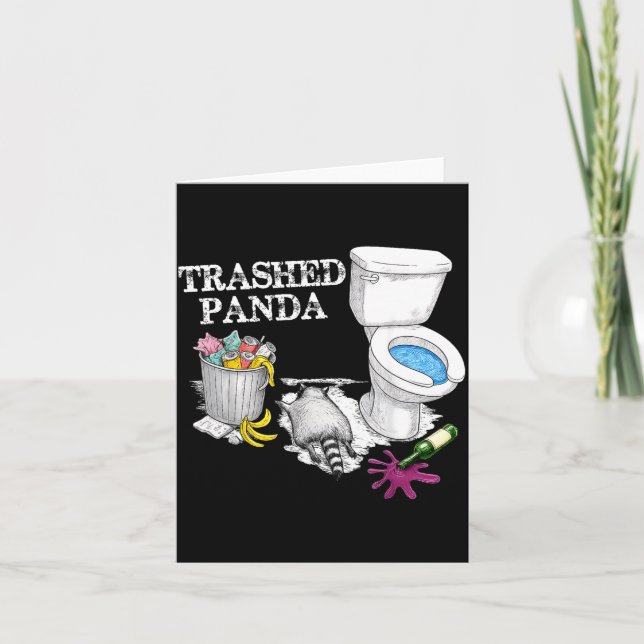 Tarjeta Trashed Panda Drunk Racoon Party Animal Meme Funny (Anverso)