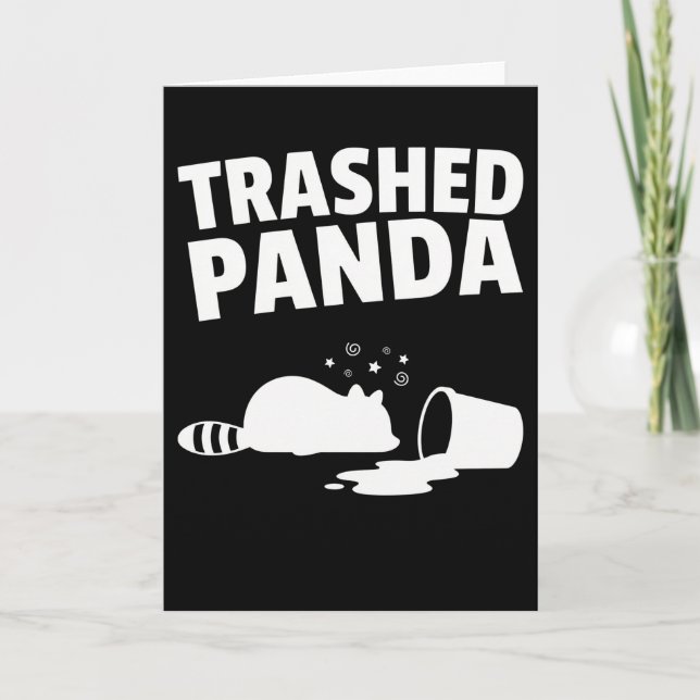 Tarjeta Trashed Panda Funny Drunk Racoon (Anverso)