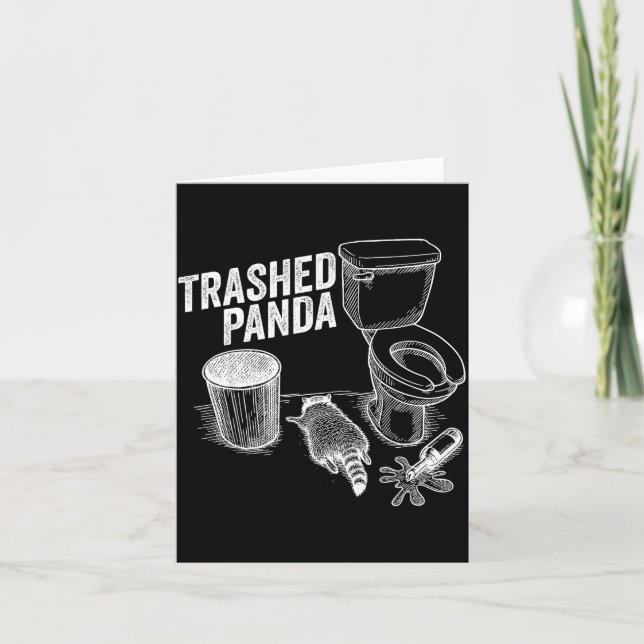 Tarjeta Trashed Panda Funny Drunk Racoon  (Anverso)