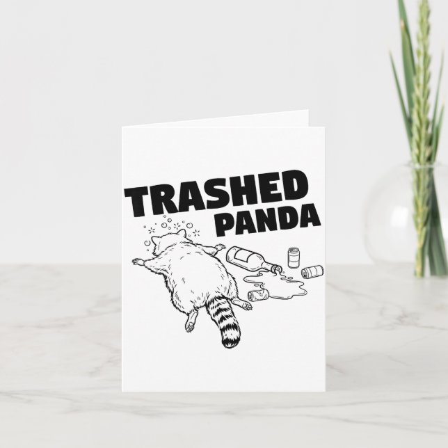 Tarjeta Trashed Panda Funny Drunk Racoon  (Anverso)