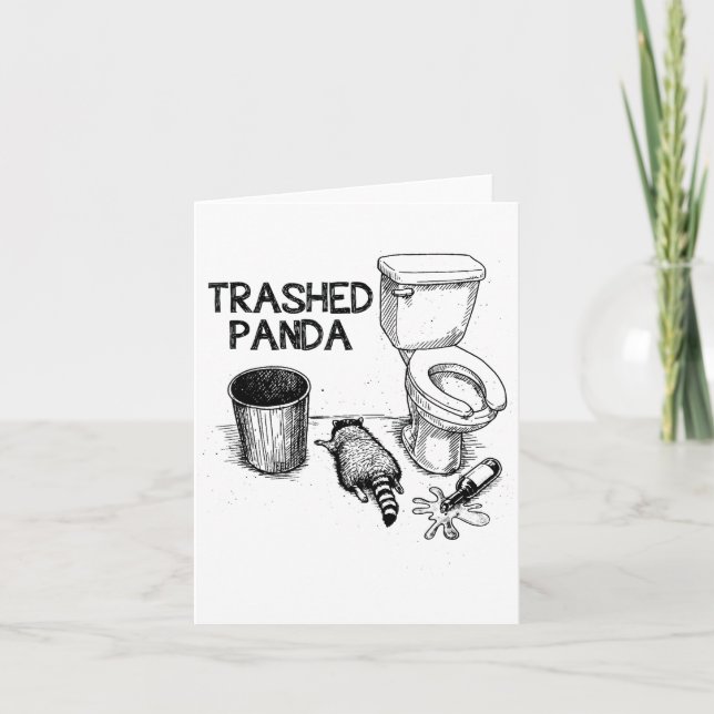 Tarjeta Trashed Panda Funny Drunk Racoon  (Anverso)