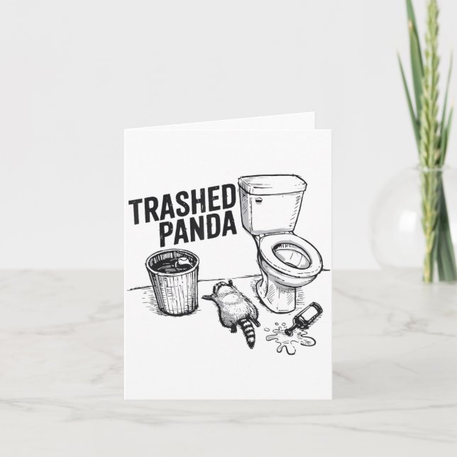 Tarjeta Trashed Panda Funny Drunk Racoon  (Anverso)