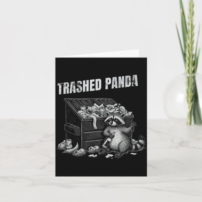 Tarjeta Trashed Panda Funny Drunk Racoon Cool Animals Grap (Anverso)
