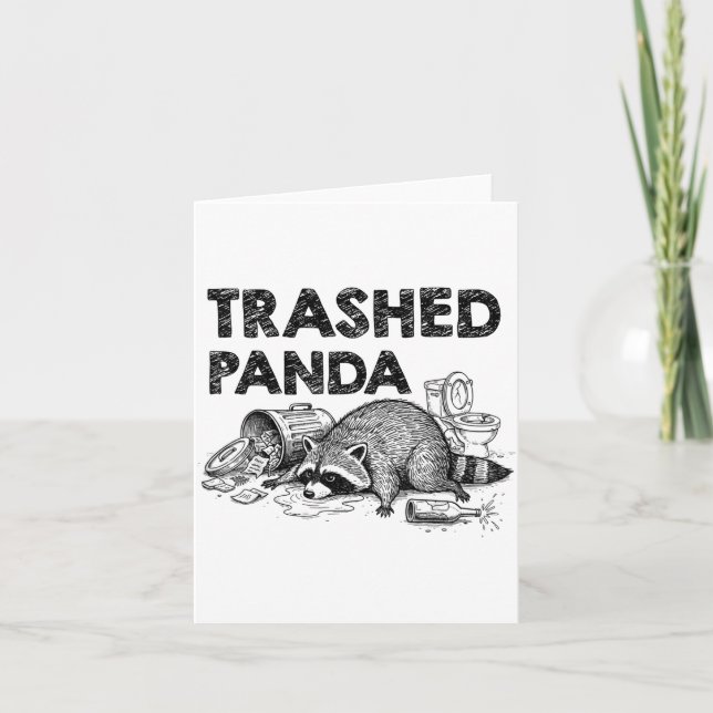 Tarjeta Trashed Panda Funny Drunk Racoon Gets Drunk Meme F (Anverso)