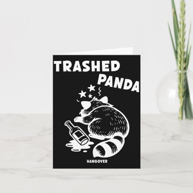 Tarjeta Trashed Panda Hangover Social Media Crazy Drunk Ra (Anverso)