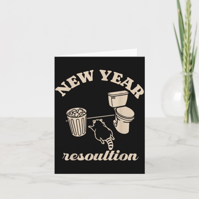 Tarjeta Trashed Panda New Year Resolution Funny Drunk Racc (Anverso)
