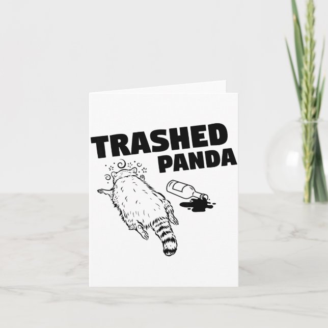 Tarjeta Trashed Panda Raccoon Funny Raccoon Gets Drunk Rac (Anverso)