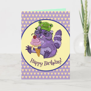 Tarjeta Trátalo a ti mismo, Mapache Morado con Helado