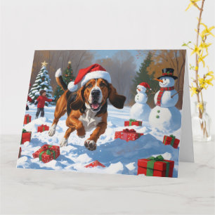 Tarjeta Tratando la nieve de Walker Coonhound con Gorras N