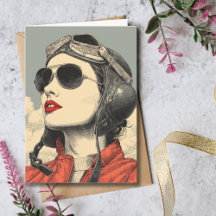 Travel Birthday Vintage Retro Aviator Girl