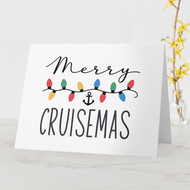 Tarjeta Travesía en crucero de Navidades familiares (flor amarilla)