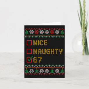 Tarjeta Travieso Bueno 6 7 Divertido Meme Feo Navidad Seis