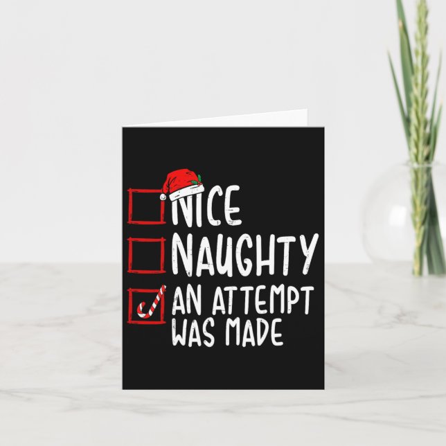 Tarjeta Travieso o Bueno Divertido Se Hizo Un Intento Navi (Anverso)