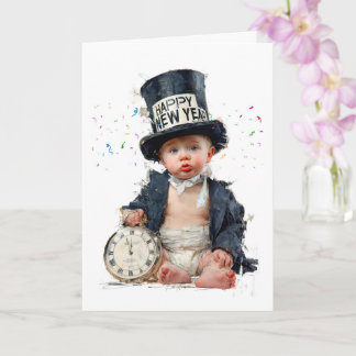 Tarjeta Trayendo el Año Nuevo con una sonrisa