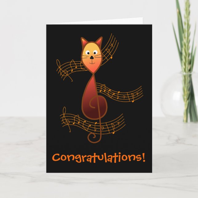 Tarjeta Treble Clef Cat (Anverso)