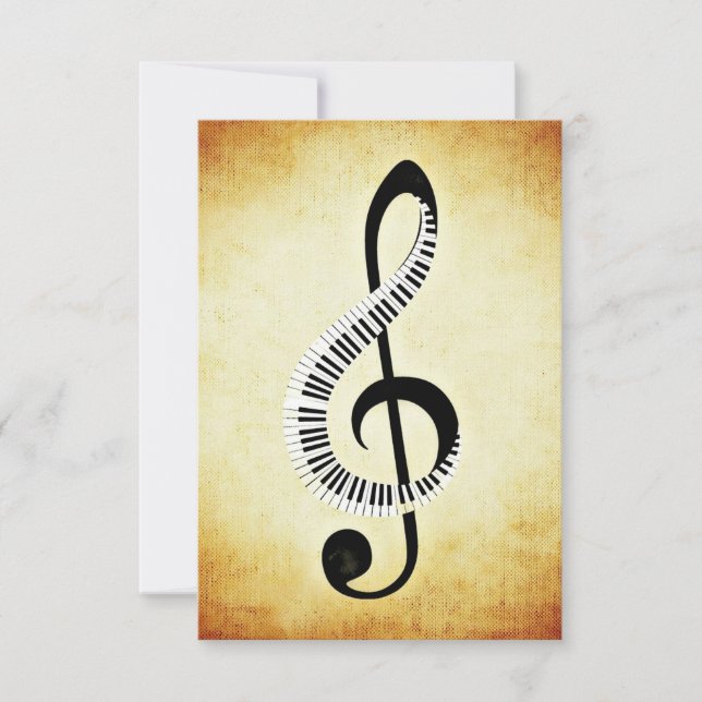 Tarjeta Treble Clef con claves de piano (Anverso)