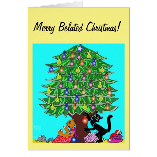 Tarjeta Trébol el navidad del gato