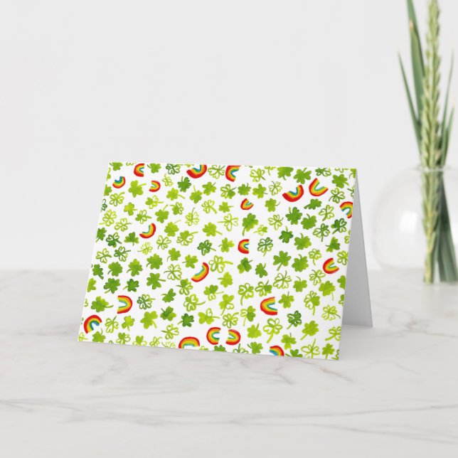 Tarjeta Tréboles y arcoíris PERSONALIZABLES (Anverso)