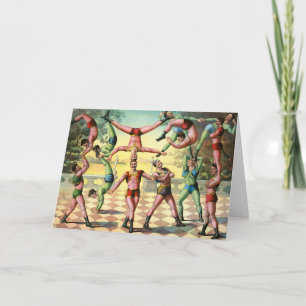 Tarjeta Trece Hombres Haciendo Acrobacias