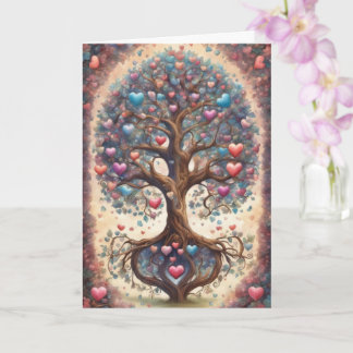 Tarjeta Tree of Life Pastel Hearts Valentine's Day
