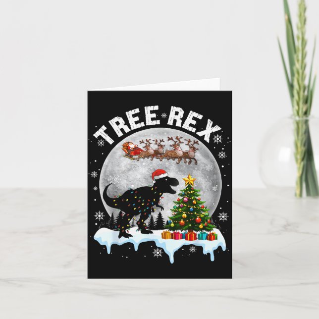 Tarjeta Tree Rex Christmas Dinosaur T-rex Xmas Pajama Men  (Anverso)