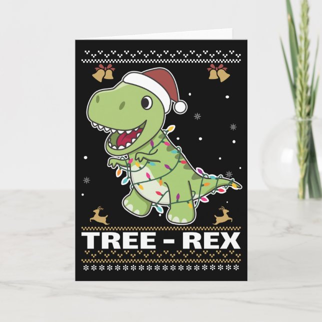 Tarjeta Tree-Rex Funny Dinosaur Pun T-Rex (Anverso)