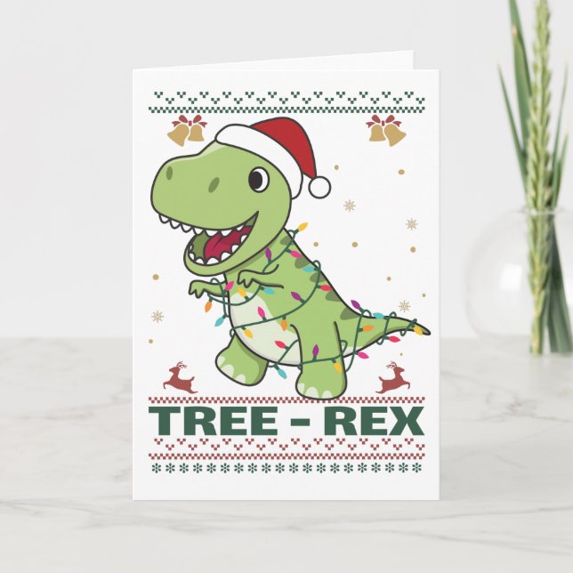 Tarjeta Tree-Rex Funny Dinosaur Pun T-Rex Card (Anverso)