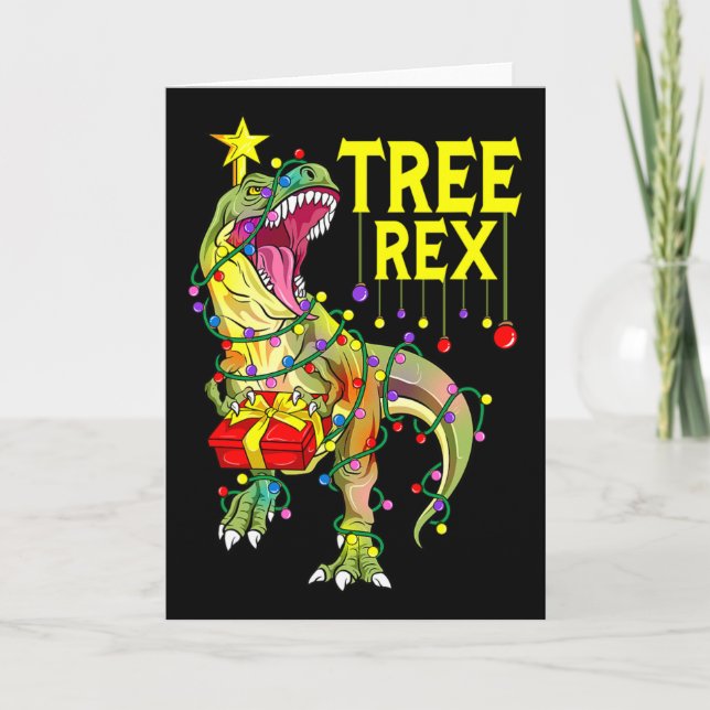 Tarjeta ¡Tree Rex! Paleontólogo divertido de Navidad  (Anverso)