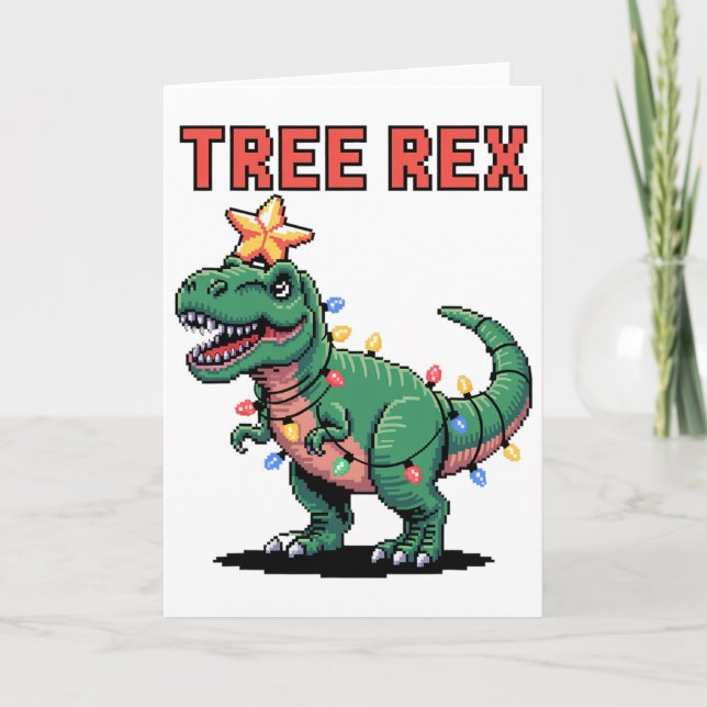 Tarjeta Tree Rex Suéter Feo De Navidad Dinosaurio  (Anverso)