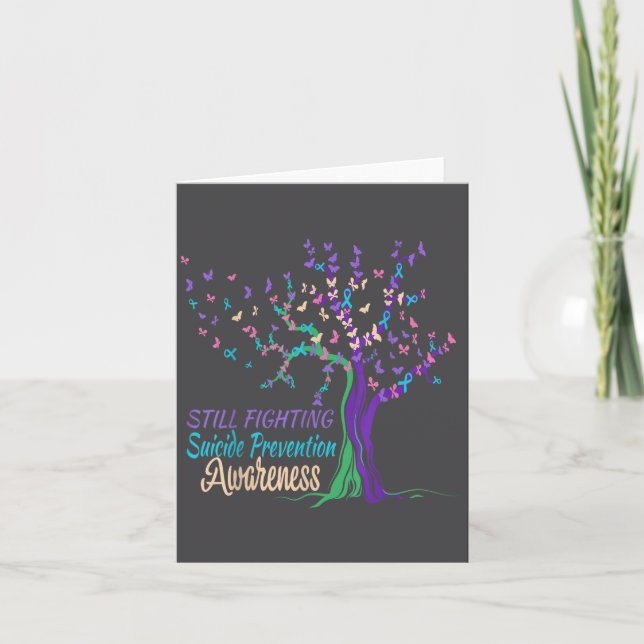 Tarjeta Tree Ribbon Still Fighting Suicide Prevention Awar (Anverso)