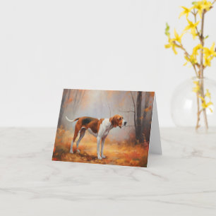 Tarjeta Treeing Walker Coonhound in Autumt Leaves fall