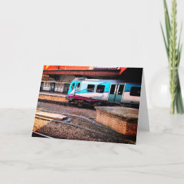 Tarjeta Tren azul claro , debajo del puente