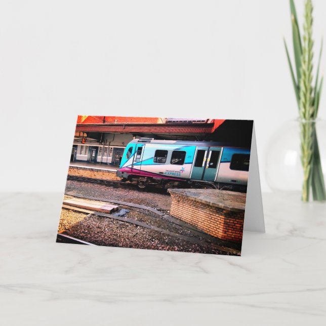 Tarjeta Tren azul claro , debajo del puente (Anverso)