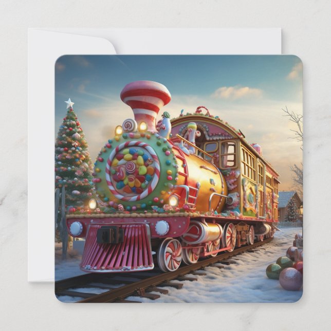 Tarjeta Tren de caramelos para navidades (Anverso)