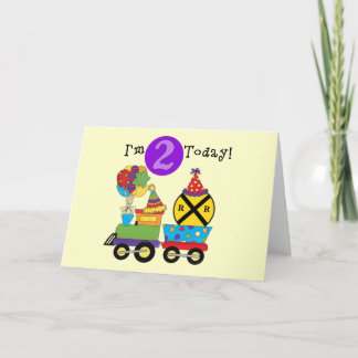 Tarjeta Tren de cumpleaños 2ª camisetas de cumpleaños y re