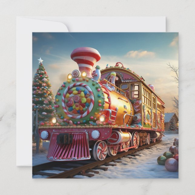 Tarjeta tren de dulces de Navidad (Anverso)