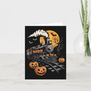 Tarjeta Tren de Halloween vintage Jack O Lantern